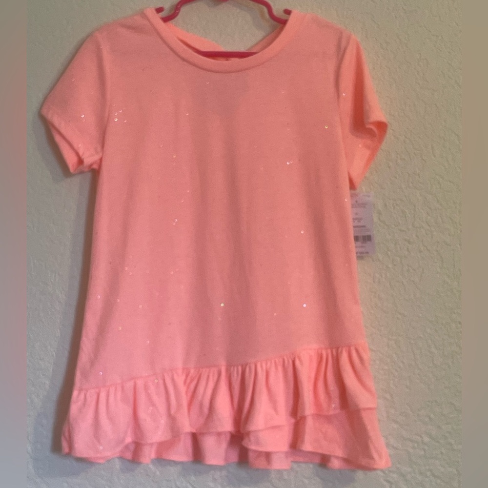 Carter's Orange Ruffle Hem Short Sleeve shirt Girls Size 8
